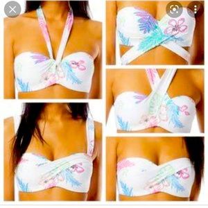 Coco Reef 5 Way Tie White Multi Color Bikini Top Touch of Tropics 36/38 C